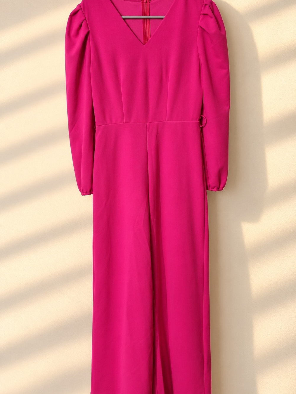 SHEIN Fuchsia V-Neck Long Sleeve Jumpsuit